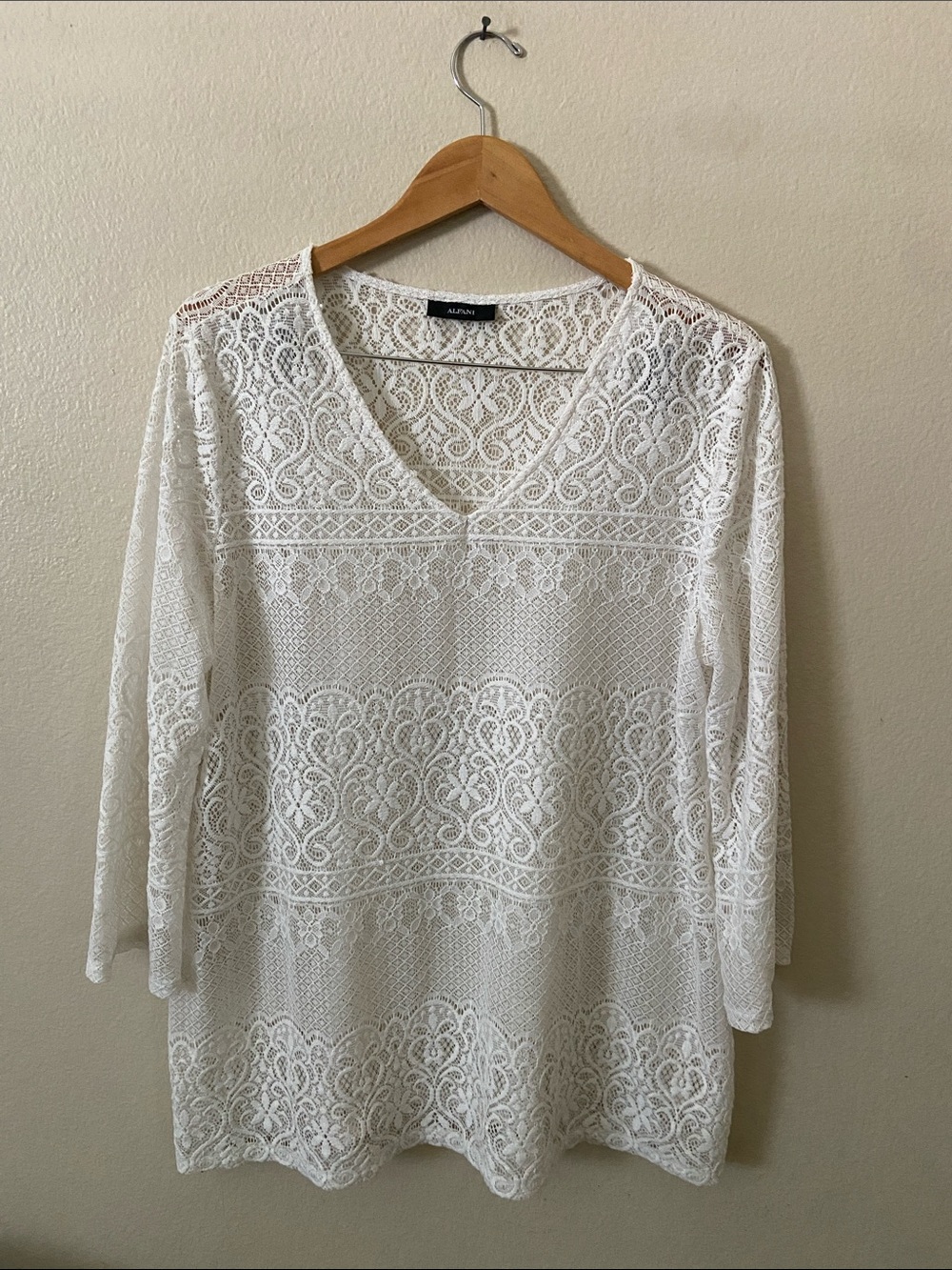 Alfani White Lace V-Neck Swim Coverup